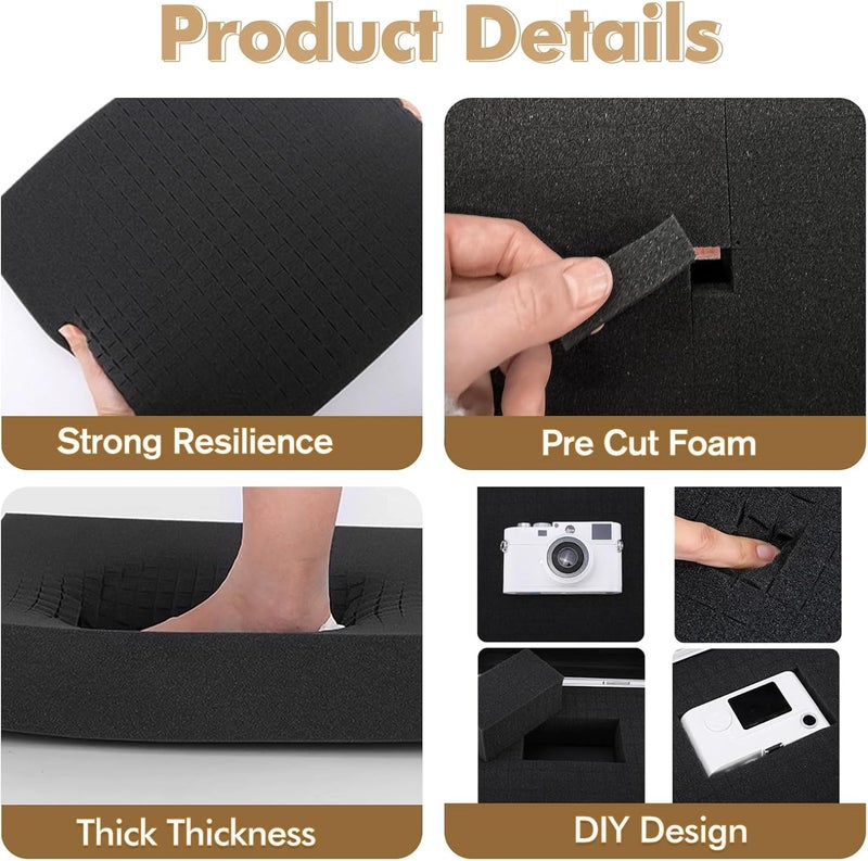 JZHLLA 8 Pcs Pick and Pluck Foam Sheets - 3 Sizes, Pre-Cubed, Polyethylene for Crafts, Toolboxes, Storage - Image 5